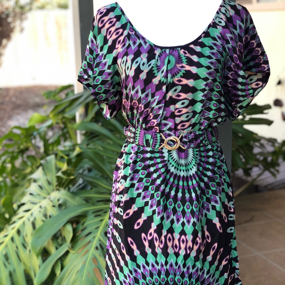 Bellatrix Multi Color Silk Dress - Picture 3 of 10